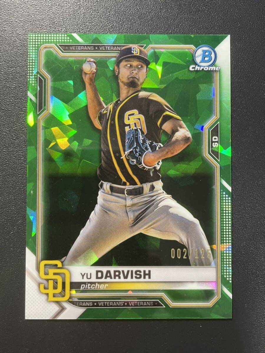 125枚限定 ダルビッシュ有 2021 Bowman Chrome GREEN SAPPHIRE リフラクター Yu Darvish MLBカード_画像1