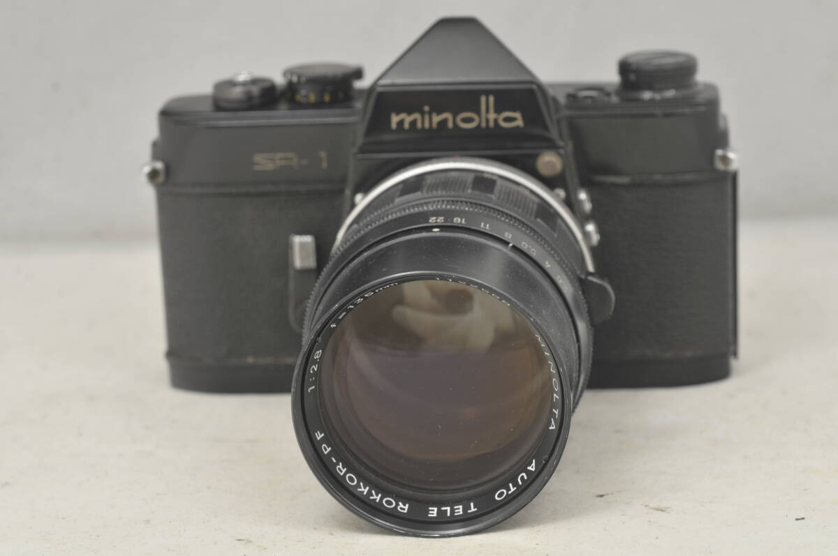 Minolta SR-1 ミノルタ ブラック 35mm フィルム 一眼レフ カメラ Auto Tele Rokkor-PF 1:2.8 f=135mm ★ 動作未確認 ★ 希少 ★ 人気 ★_画像6