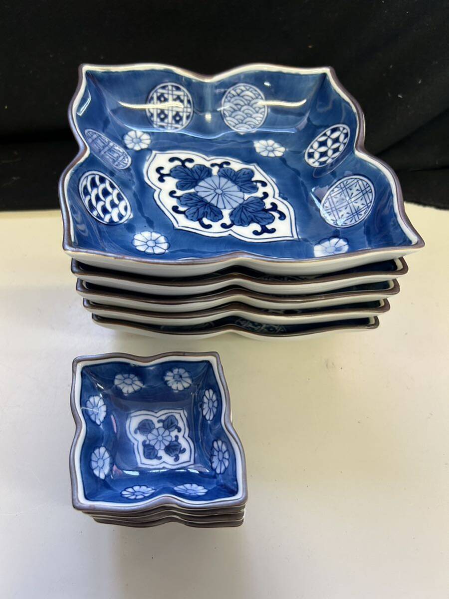 食器 角皿 銘々皿 小皿 染付 古伊万里 l-3217_画像5