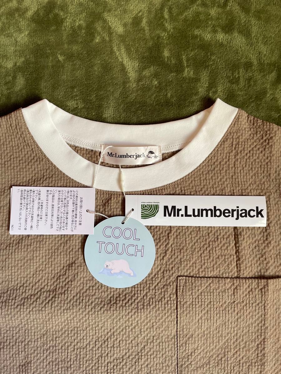 《新品・未使用》メンズ Sサイズ (レディースMサイズ) Mr.Lumberjack 五分袖 ユニセックス 薄手 Tシャツ カーキ