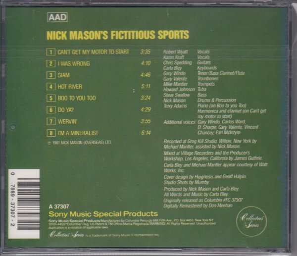 【ROBERT WYATT/MANTLER夫妻】NICK MASON / FICTITIOUS SPORTS（輸入盤CD）_画像2