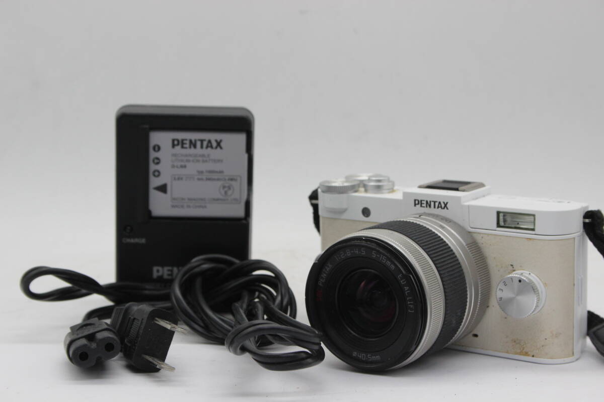 【返品保証】 ペンタックス Pentax Q-S1 ホワイト smc 5-15mm F2.8-4.5 バッテリー チャージャー付き ミラーレス一眼 v663の画像1