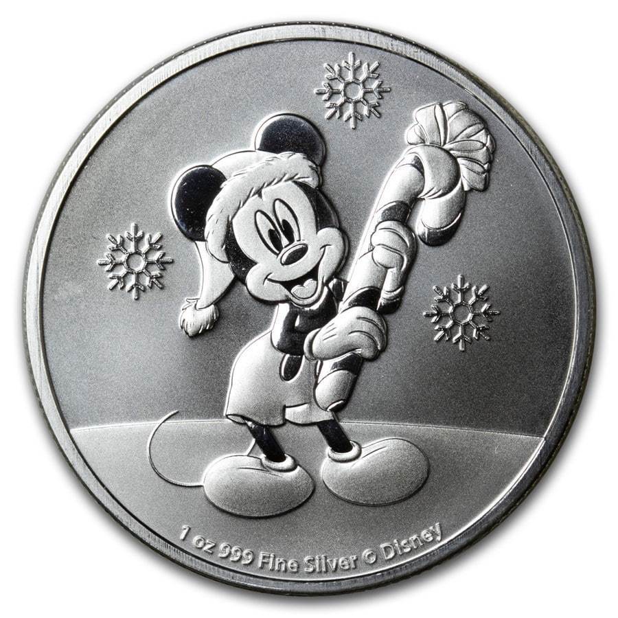 [保証書・カプセル付き] 2020年 (新品) ニウエ「ミッキーマウス・クリスマス」純銀 1オンス 銀貨_画像1