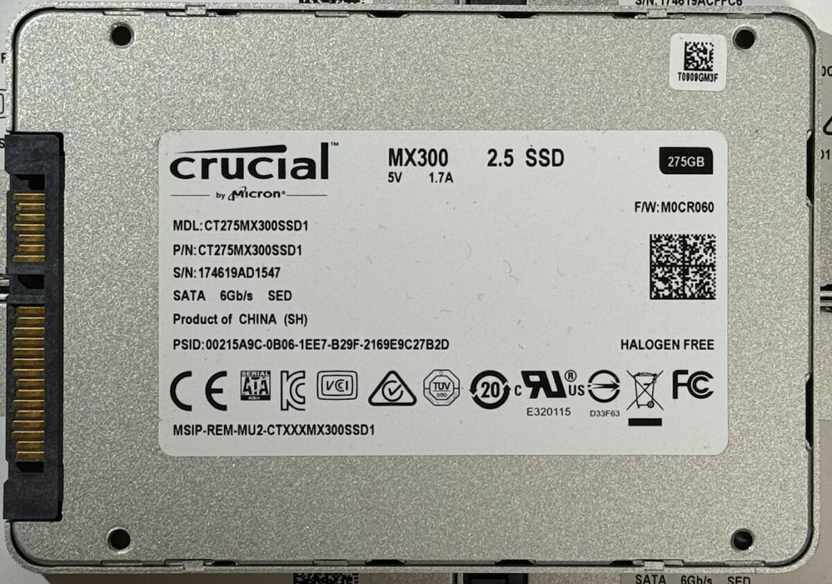 ■ Crucial 275GB ×　4台　(CT275MX300SSD1)　中古_画像2