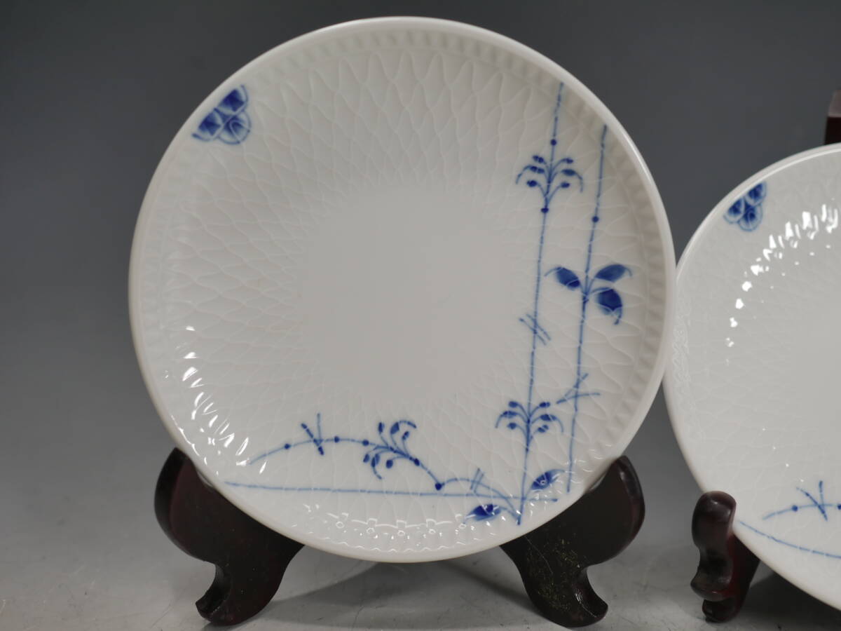 ◆ROYAL COPENHAGEN【Blue Palmette】湯呑2客＋プレート2枚 計4点 まとめて ブルーパルメッテ ジャパニーズ ペア ロイヤルコペンハーゲン_画像6