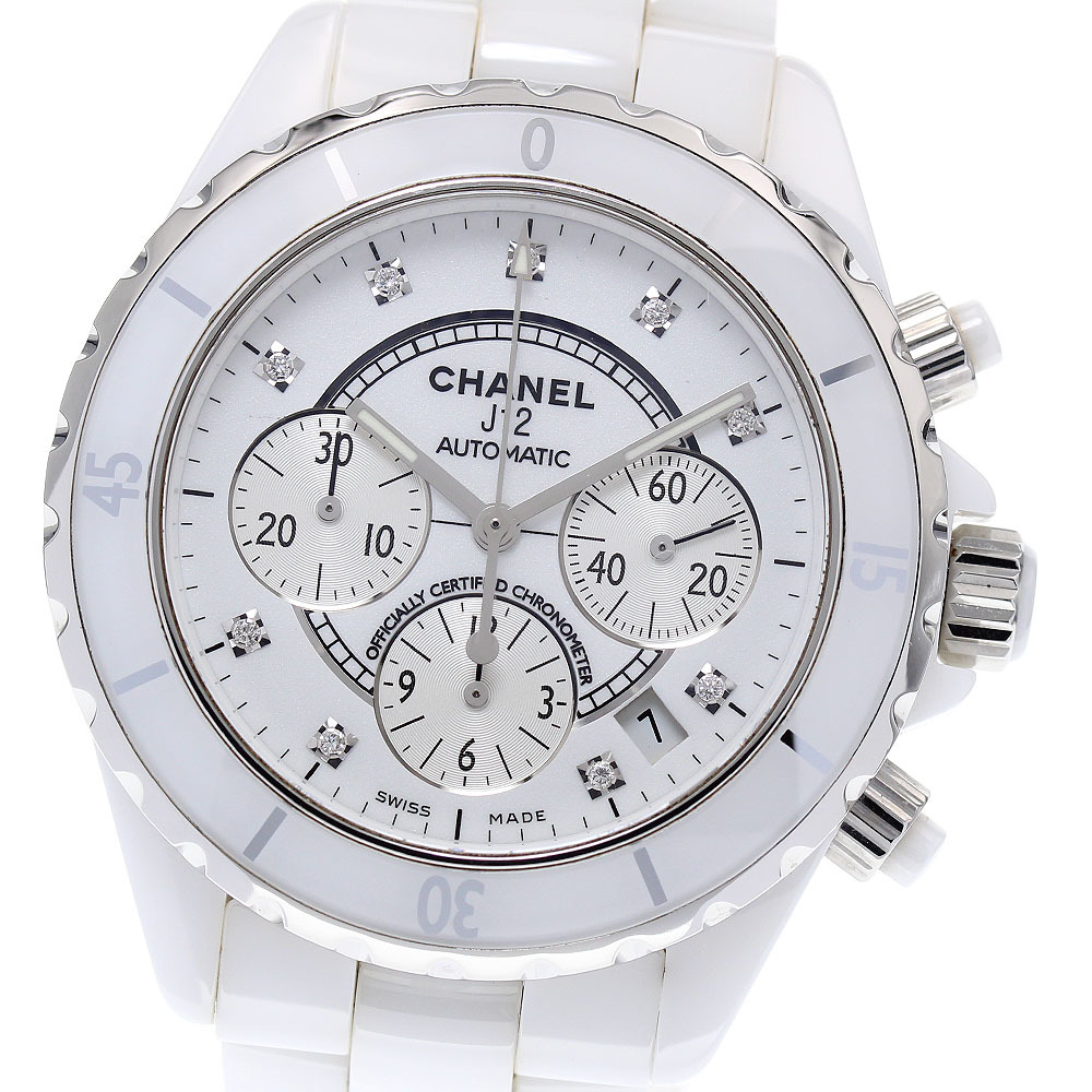 シャネル CHANEL H2009 J12 9Pダイヤ クロノグラフ 自動巻き メンズ 良品 _814542_画像1