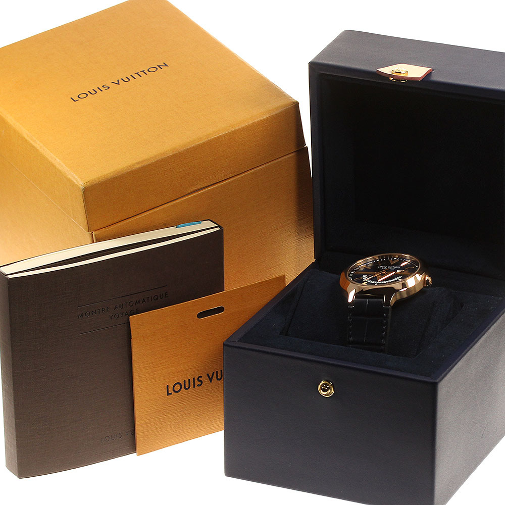  Louis * Vuitton LOUIS VUITTON Q7E30voyaja-GMT K18PG самозаводящиеся часы мужской прекрасный товар коробка * с гарантией ._816344