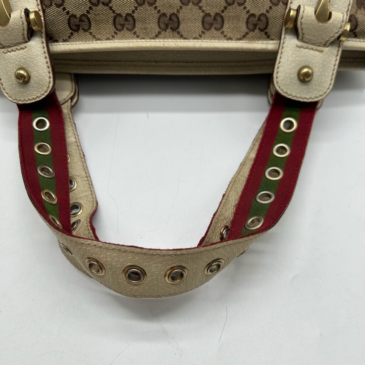 【希少品】 グッチ GUCCI ハンドバッグ トートバッグ GG柄 キャンバス シェリーライン ホースビット 肩掛け ショルダーバッグ ビジネス 鞄_画像6