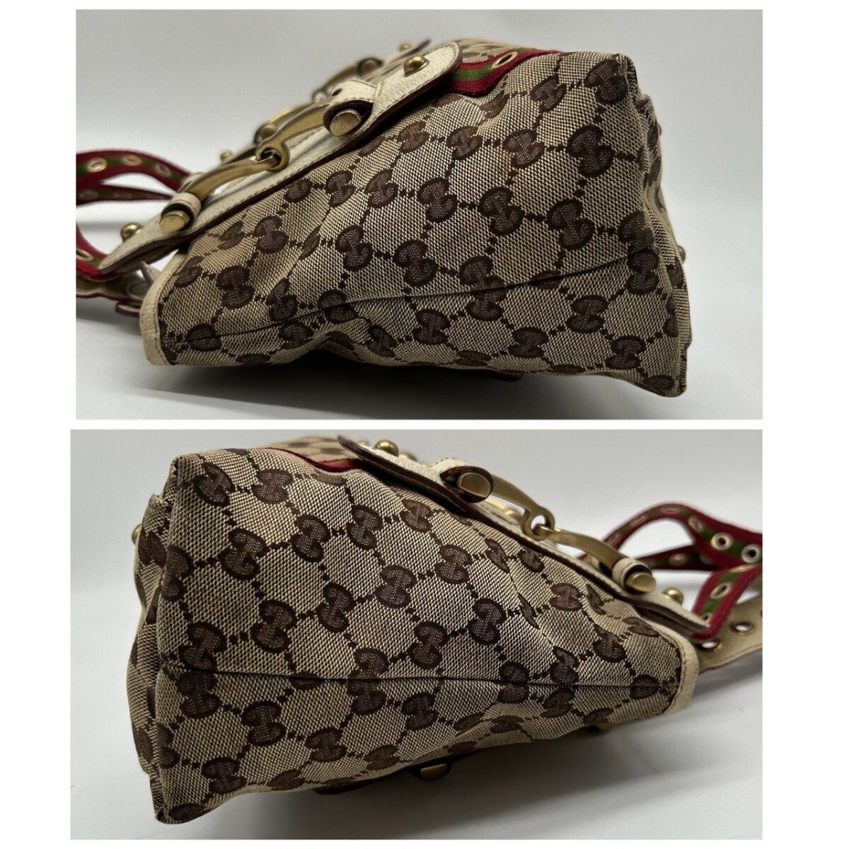 【希少品】 グッチ GUCCI ハンドバッグ トートバッグ GG柄 キャンバス シェリーライン ホースビット 肩掛け ショルダーバッグ ビジネス 鞄_画像3