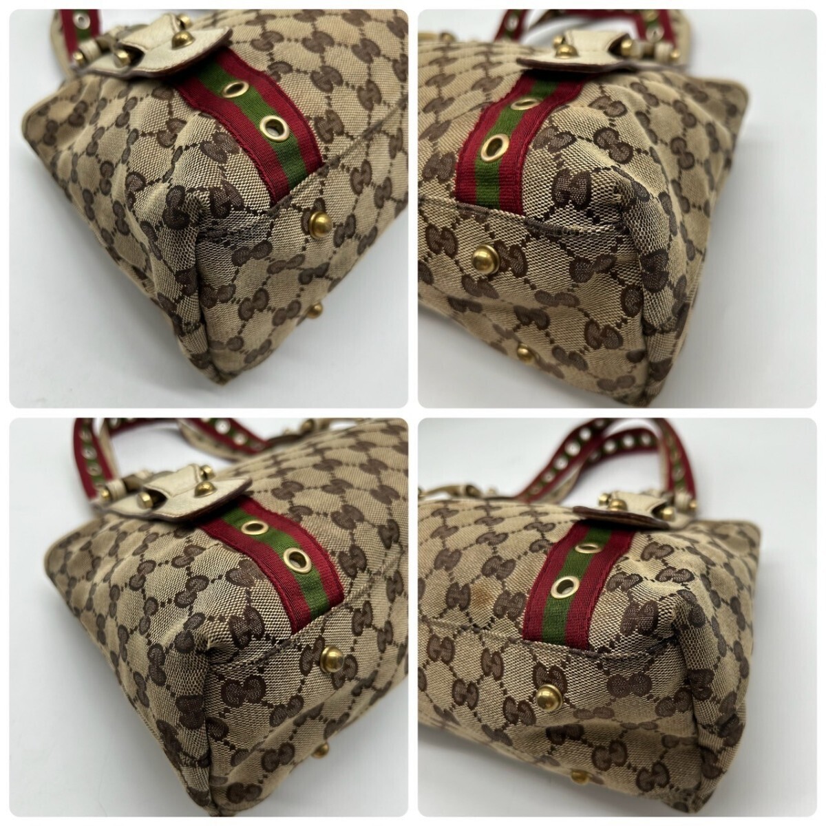 【希少品】 グッチ GUCCI ハンドバッグ トートバッグ GG柄 キャンバス シェリーライン ホースビット 肩掛け ショルダーバッグ ビジネス 鞄_画像5