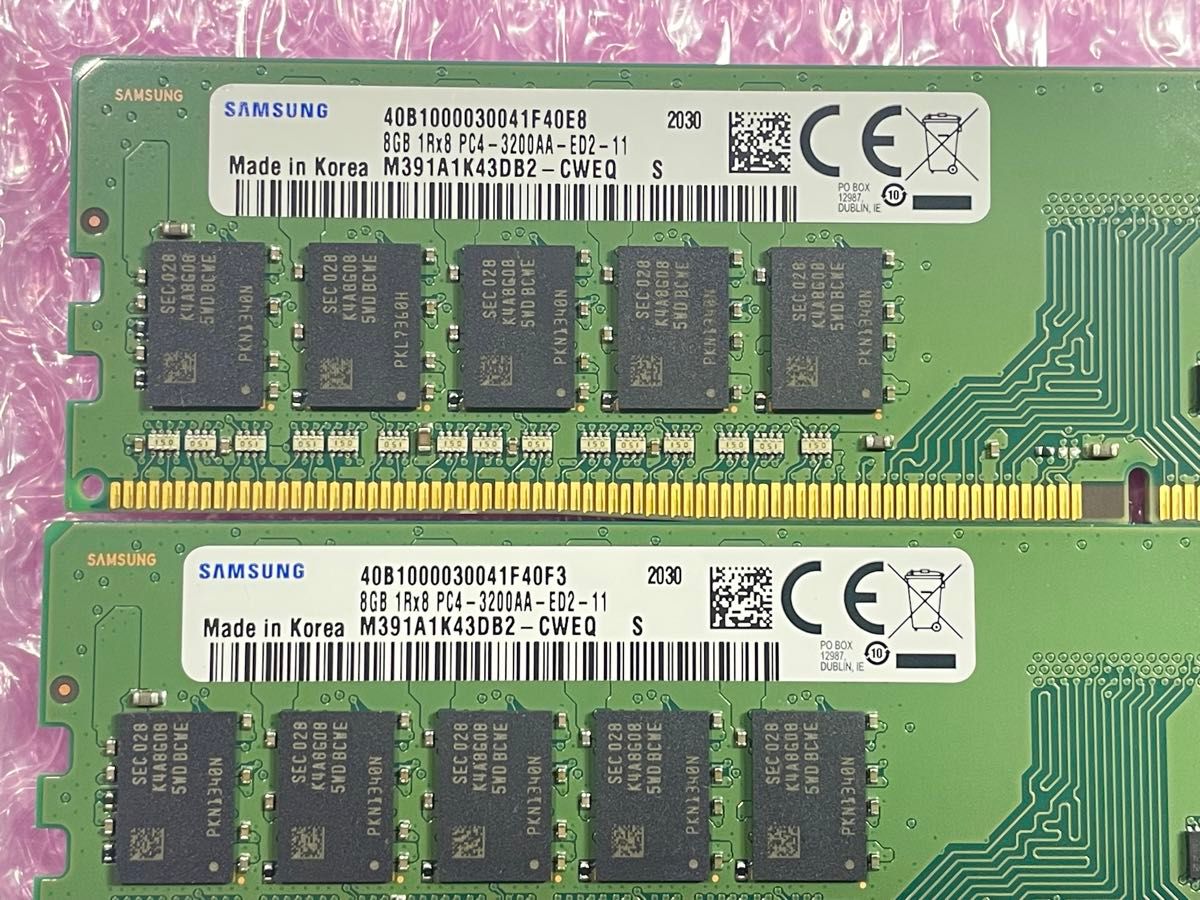 SAMSUNG DDR4 PC4 3200 8GB×2枚（16GB） DIMM ECC.