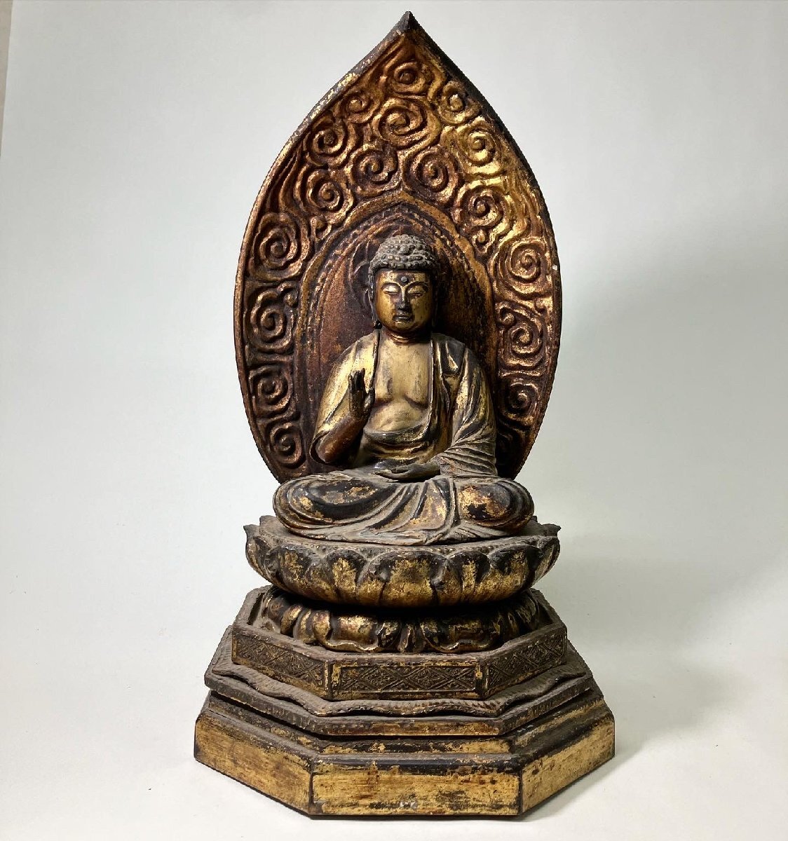 【京全】仏教美術 木彫 玉眼入 阿弥陀如来坐像 高さ：36cm 時代物の画像7