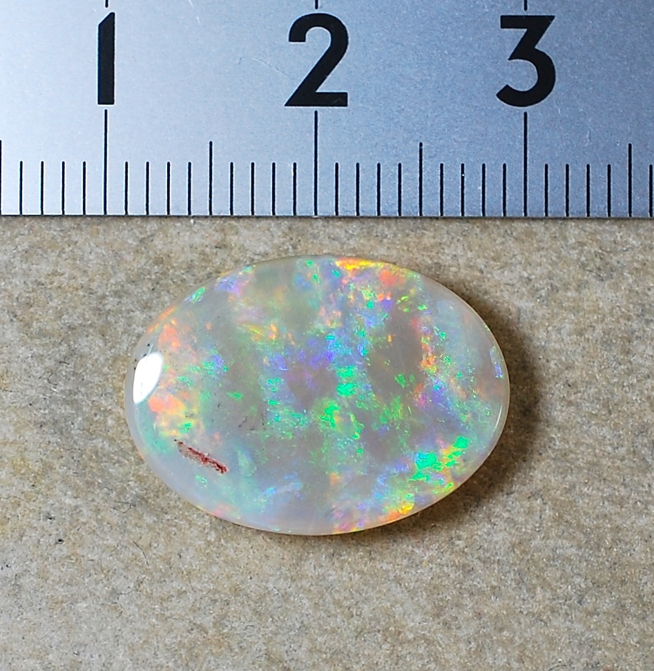 ￥100～希少赤青緑色遊色綺麗艶照り良い！天然オパール6.775ct18.1×13.2×4.75㍉の画像6