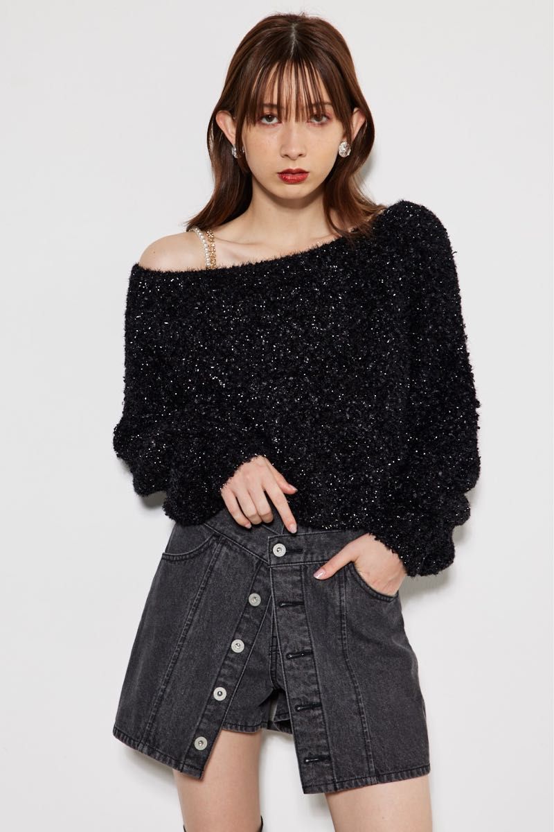 2WAYミックスフェザーラメKnit TOP リップサービス リゼクシー ザラ