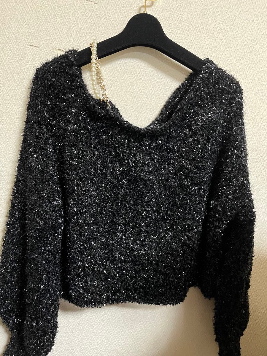 2WAYミックスフェザーラメKnit TOP リップサービス リゼクシー ザラ