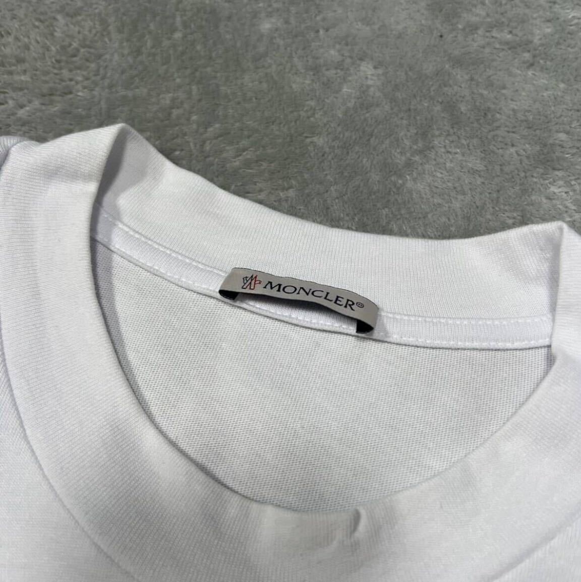 1円　極美品　MONCLER モンクレール　マグリア　半袖　Tシャツ 半袖Tシャツ 　ビッグロゴ　黒タグ　白　Sサイズ（寸法Lサイズ位です。）_画像3