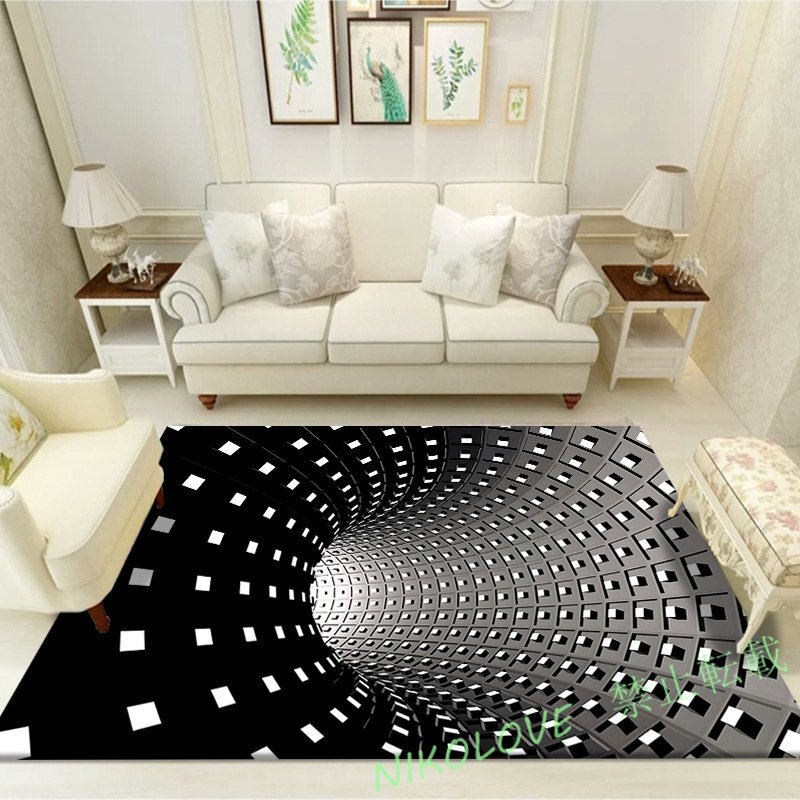 LD408☆トリックアート マット 3D ボルテックス ブラックホール フロアマット リビング マット インテリア ラグ 160×230cm A10