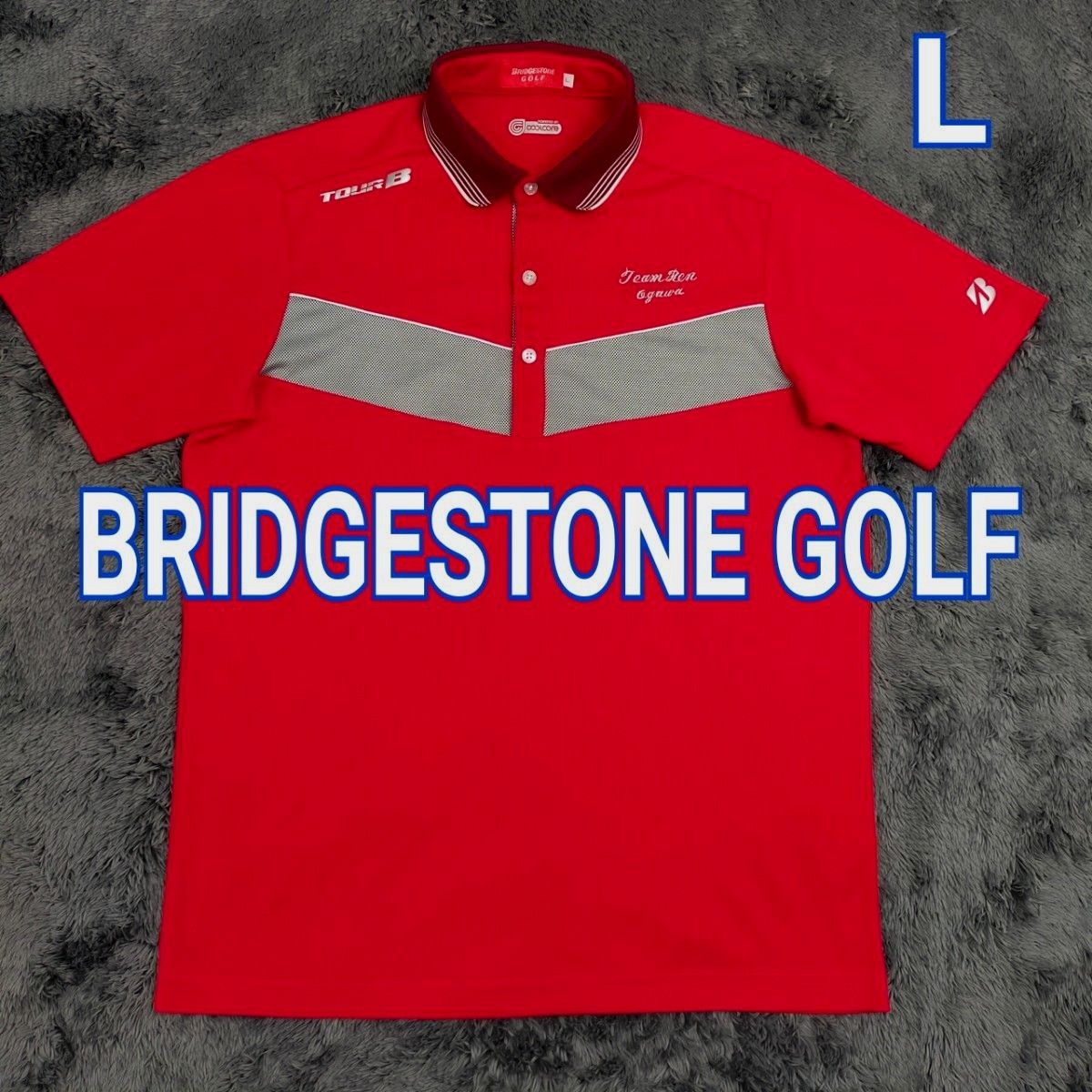 BRIDGESTONE GOLF TOUR B ブリヂストン ゴルフウェア 春夏 ポロシャツ 半袖 赤色 メンズ Lサイズ