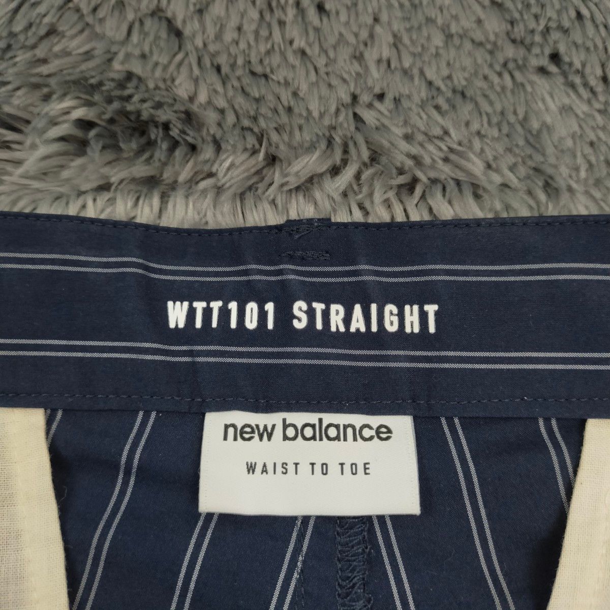 NEW BALANCE ニューバランス waist to toe ストレッチパンツ スラックス 紺色 ストライプ メンズ M