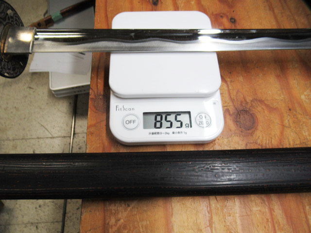 模造刀 日本刀 居合刀 全長約99cm 刃渡り約73cm 鞘抜き重量約855g 時代劇 侍 管理6k0513A-G01_画像7