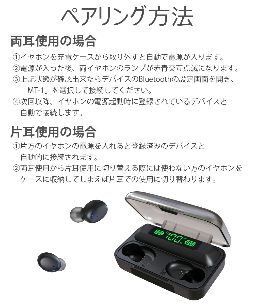 【新品未使用】ワイヤレスイヤホン bluetoothイヤホン ブラック　ブルートゥース イヤホン　 LEDディスプレイ表示　送料無料　大人気　