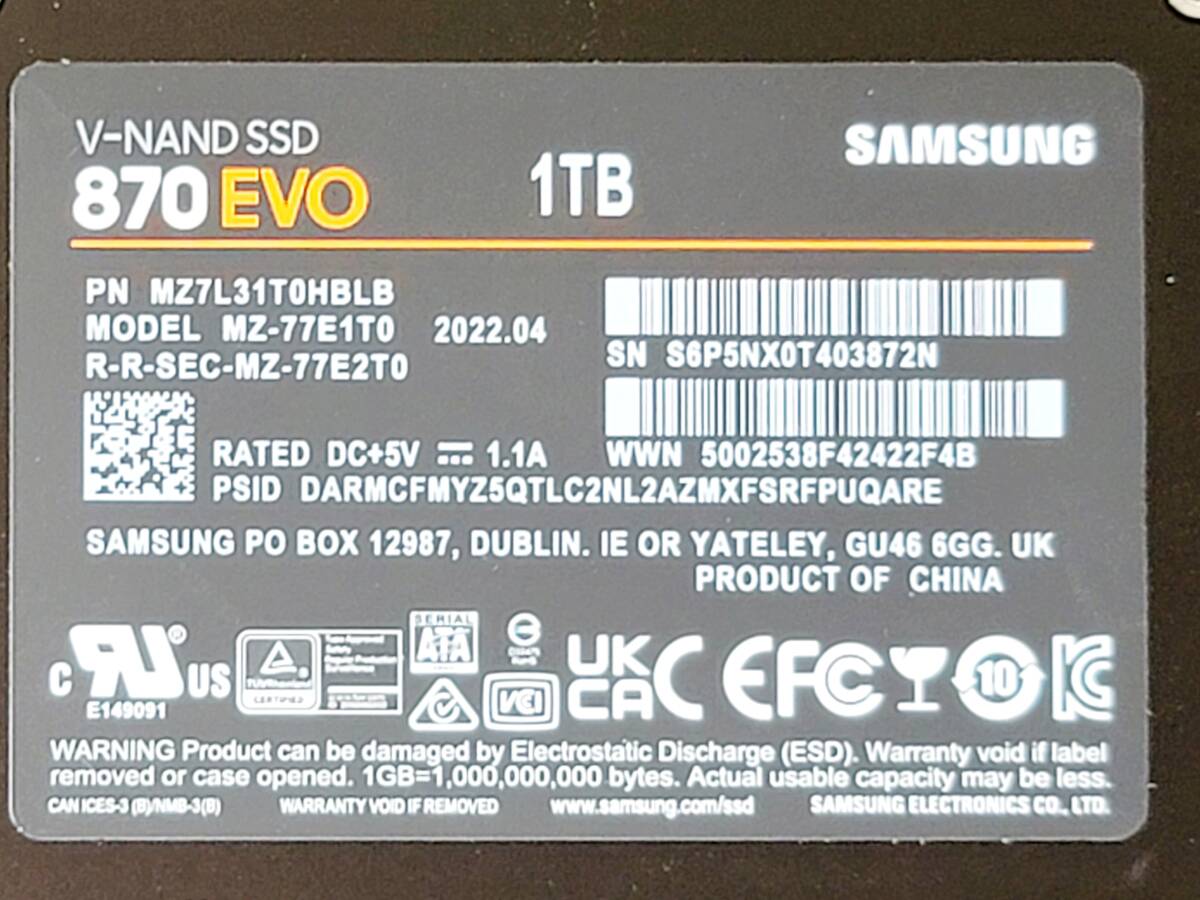  Samsung Samsung 870 EVO MZ-77E1T0B/IT [1TB SATA 2.5 -inch built-in type solid state Drive (SSD)]