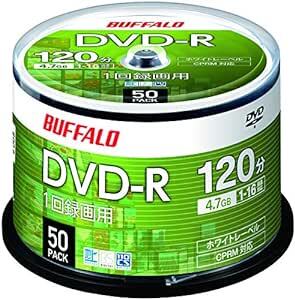 【Amazon.co.jp限定】 バッファロー DVD-R 1回録画用 4.7GB 50枚 スピンドル CPRM 片面 1-16倍_画像1