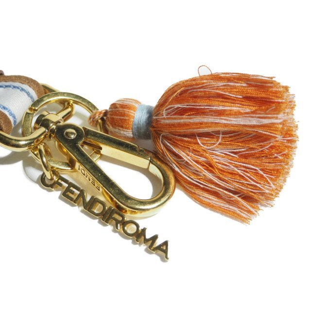 C1854f18 VFENDI Fendi V tassel key holder bag charm Brown Gold white / strap with logo lady's 