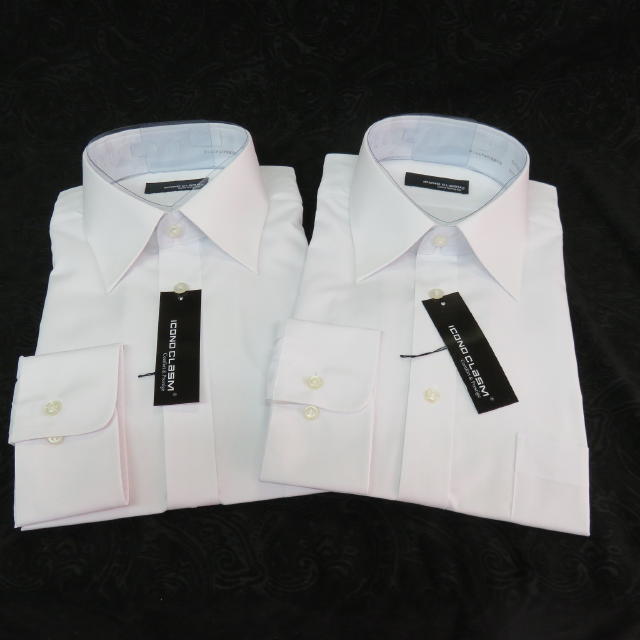 AB2 新品 長袖 ビジネスシャツ ワイド Mサイズ 38-82 形態安定加工 2枚セット ホワイト 白地 Yシャツ メンズ 男性用 会社 通勤_画像3