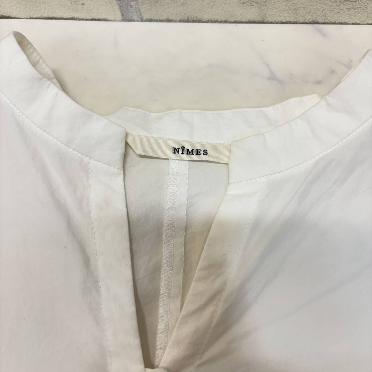  прекрасный товар NIMES 7 минут рукав блуза рубашка белый размер F хлопок 100% женский Nimes длинный рукав 