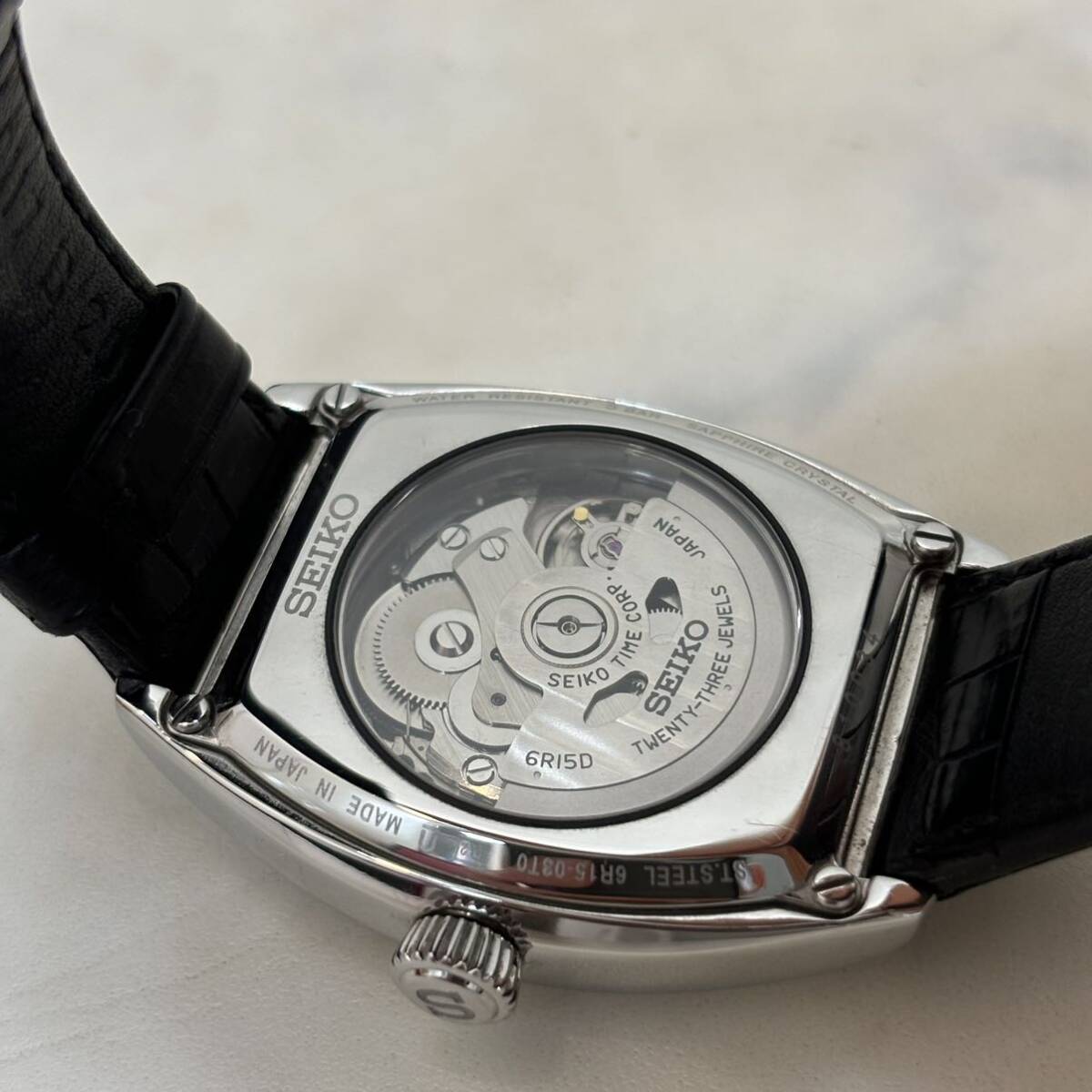 極美品 セイコー プレザージュ SARX051 自動巻き 6R15-03T0 23石 裏スケ 琺瑯ダイヤル 純正本革ベルト 腕時計 SEIKO メンズの画像7