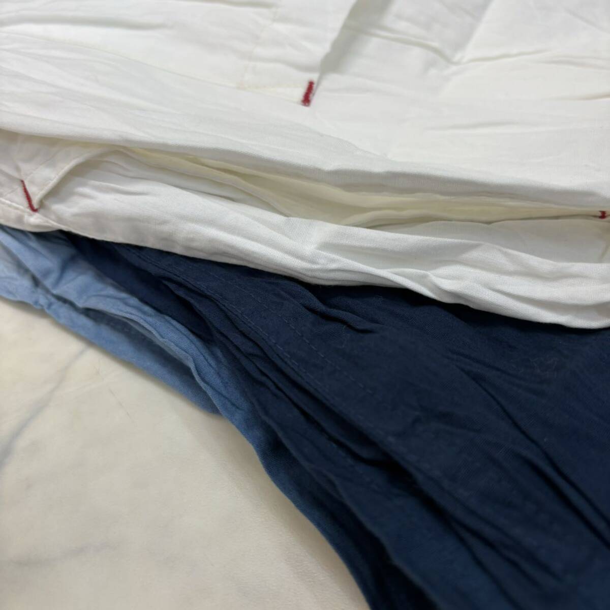 新品 タグ付き ecosoto パンツ ワイド 白 青 ブルー ホワイト メンズ M 綿100%_画像9