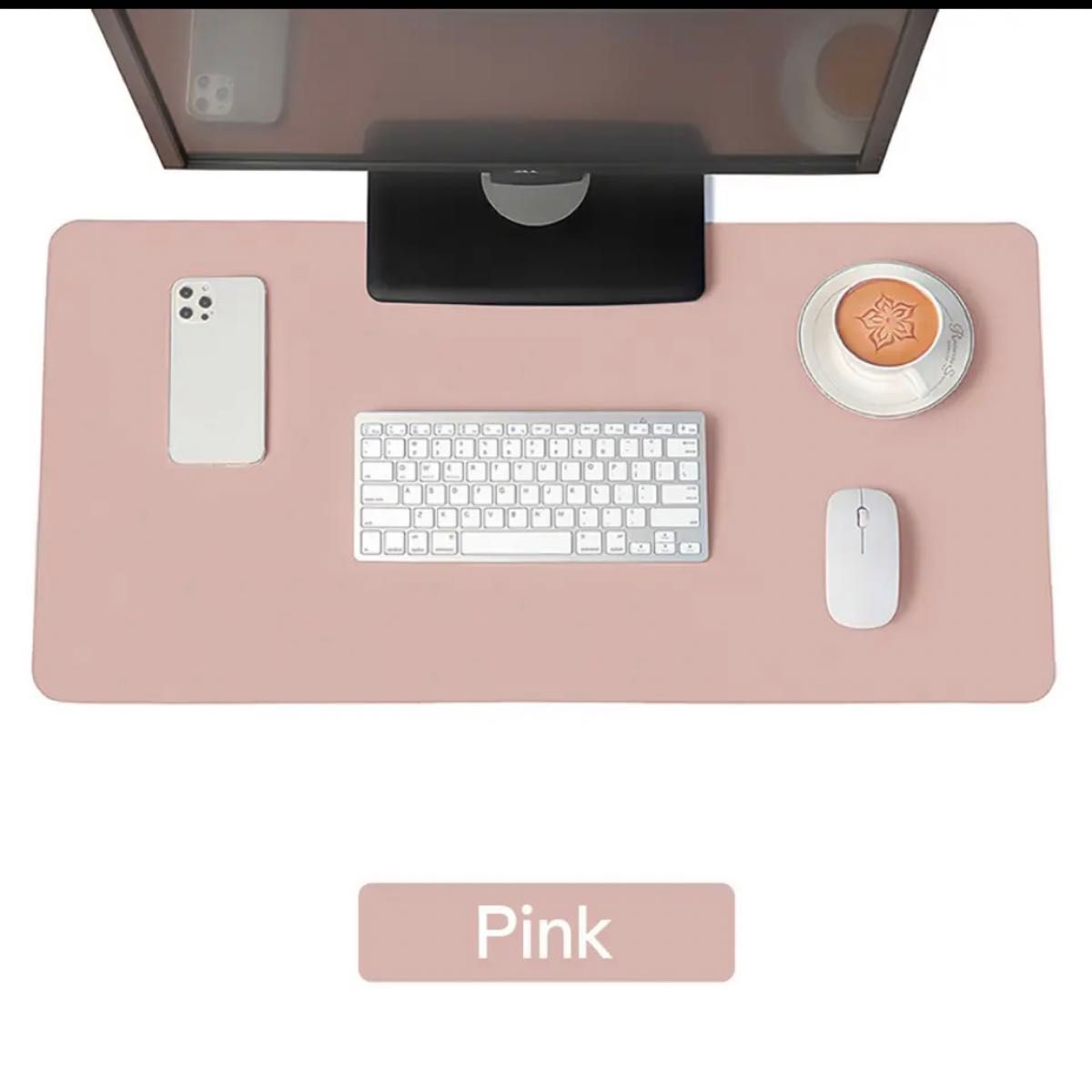 ピンク　革製デスクマット　無地　滑り止め　防水　デスクトップ　オフィス　コンピューター用　PC周り　巨大マウスパッド　30×60
