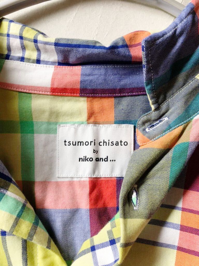 ツモリチサト x ニコアンド tsumori chisato x niko and... コットン100%大人可愛ワイヤー衿ゆったりオーバーサイズビッグチェックシャツ♪の画像7