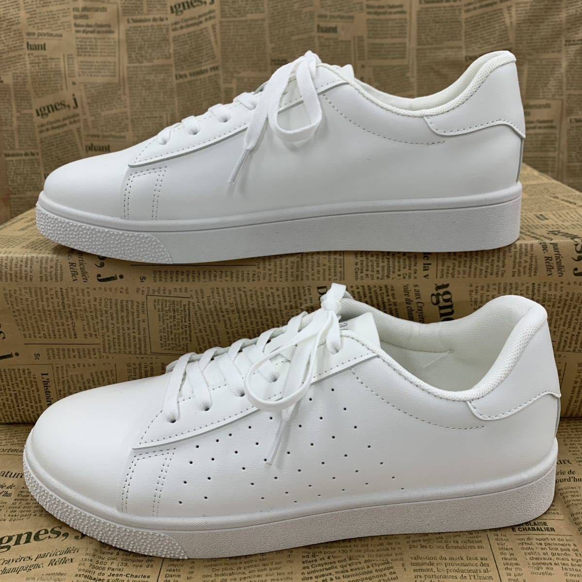  new goods men's 27.0cm light weight fake leather sneakers fake leather shoes coat sneakers water-repellent sneakers white osw2415