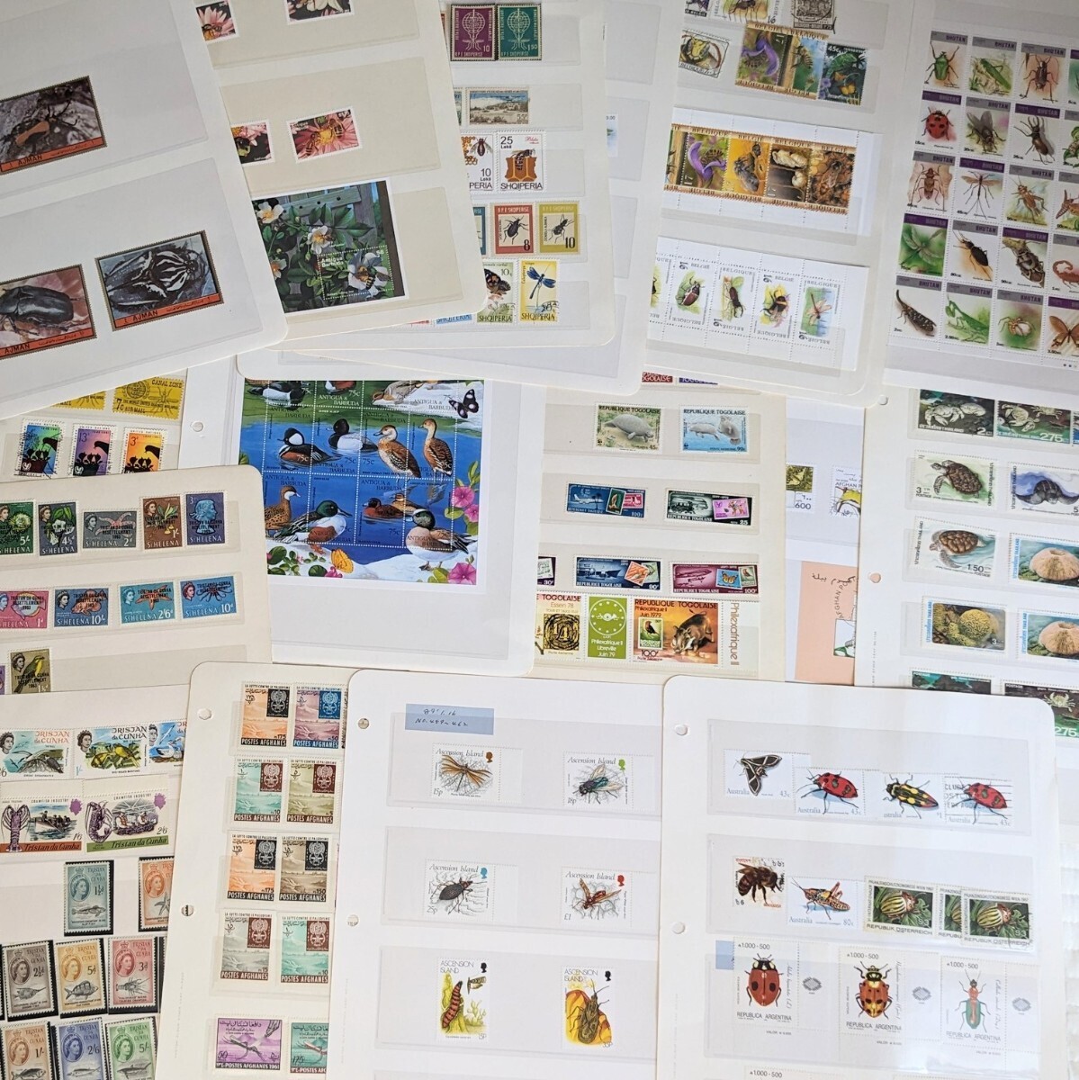 ◆昆虫 動物 植物など 海外切手 コレクション 台紙19枚 おまとめ 記念切手 シート バラ 未使用の画像1