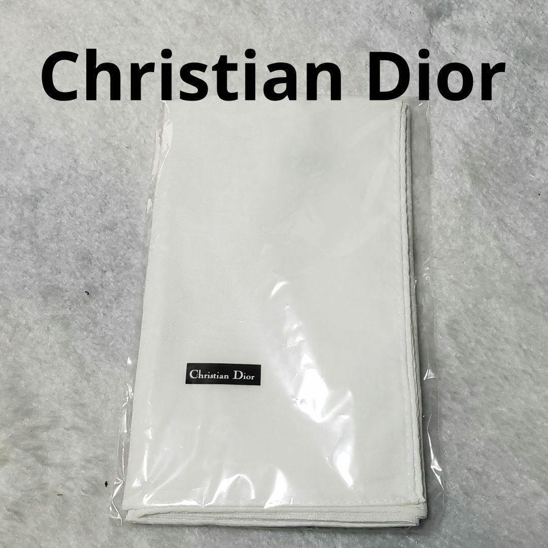 【未使用】Christian Dior★ハンカチ★白★Diorデザイン★送料込み_画像1