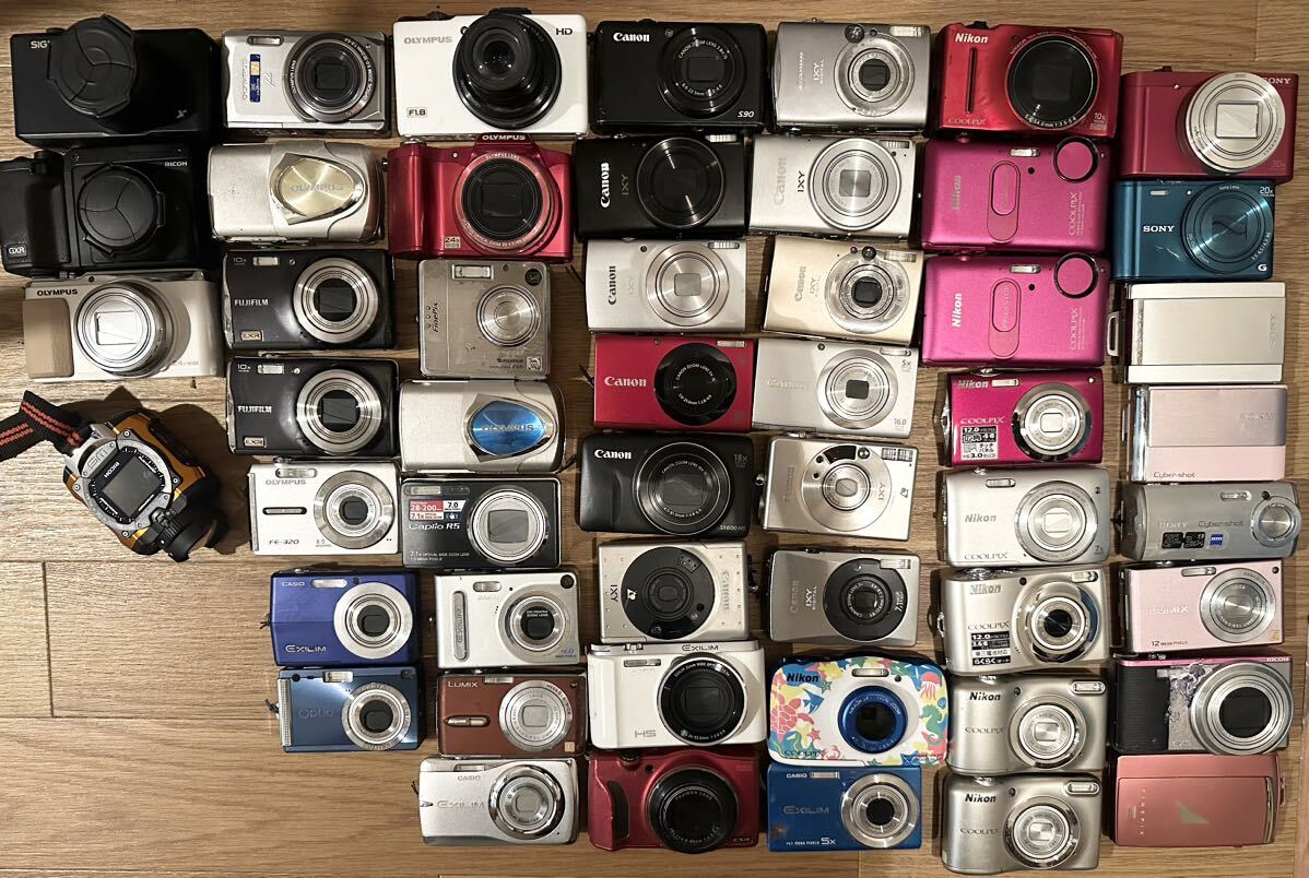 【大量1円スタート】Canon Nikon OLYMPUS SONY FUJIFILM デジカメ コンパクトデジタルカメラ 大量セット 51台 まとめて 動作未確認_画像1
