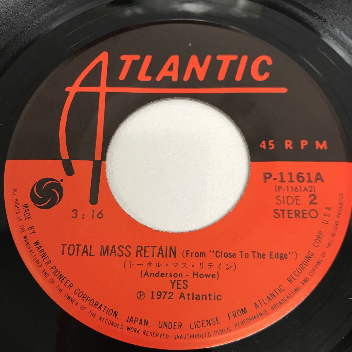 I0508A3 YES イエス アメリカ AMERICA / トータル・マス・リテイン TOTAL MASS RETAIN EP レコード 音楽 洋楽 P-1161A ATLANTIC_画像7