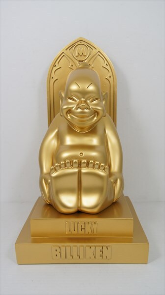 ラッキービリケン ビリケン人形 Billiken レジン製 置物 ゴールド 約35cmの大サイズ 箱付き 当社商標商品 [未使用品]_画像2