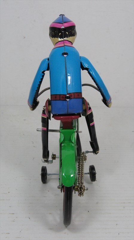 自転車に乗る人 ブリキ ゼンマイ式 中国製 サイクリング 自転車 バイク 箱付き 雑貨_画像5