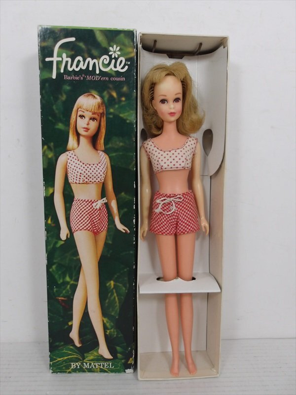 [ rare article ]MATTEL franc si- doll polka dot swimsuit Blond 1960 period that time thing Francie doll Barbie figure box attaching miscellaneous goods 