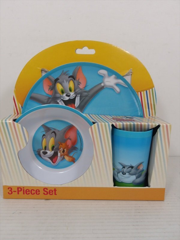 トムとジェリー プラスチック食器 3-PIECE SET 子供用食器 海外品 TOM and JERRY 雑貨[未使用品]_画像1