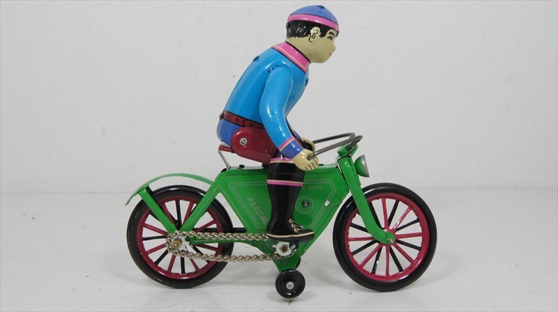自転車に乗る人 ブリキ ゼンマイ式 中国製 サイクリング 自転車 バイク 箱付き 雑貨_画像4