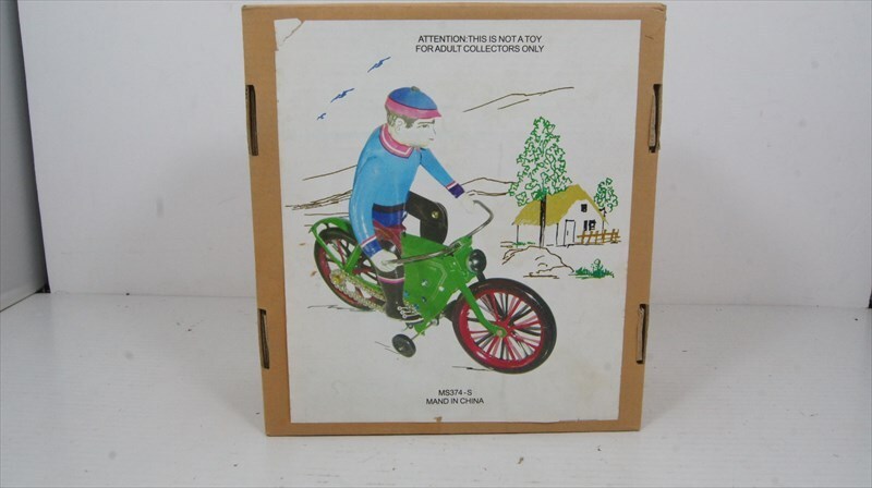 自転車に乗る人 ブリキ ゼンマイ式 中国製 サイクリング 自転車 バイク 箱付き 雑貨_画像7