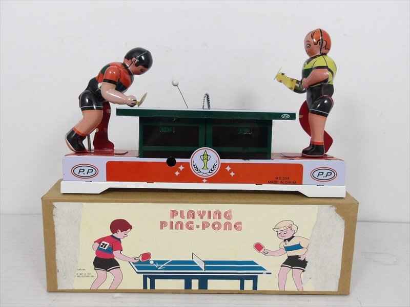 PLAYING PING-PONG tin plate zen my type made in China ping-pong pin pon box attaching miscellaneous goods 