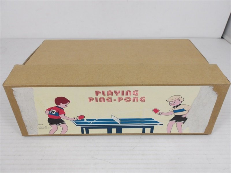 PLAYING PING-PONG tin plate zen my type made in China ping-pong pin pon box attaching miscellaneous goods 