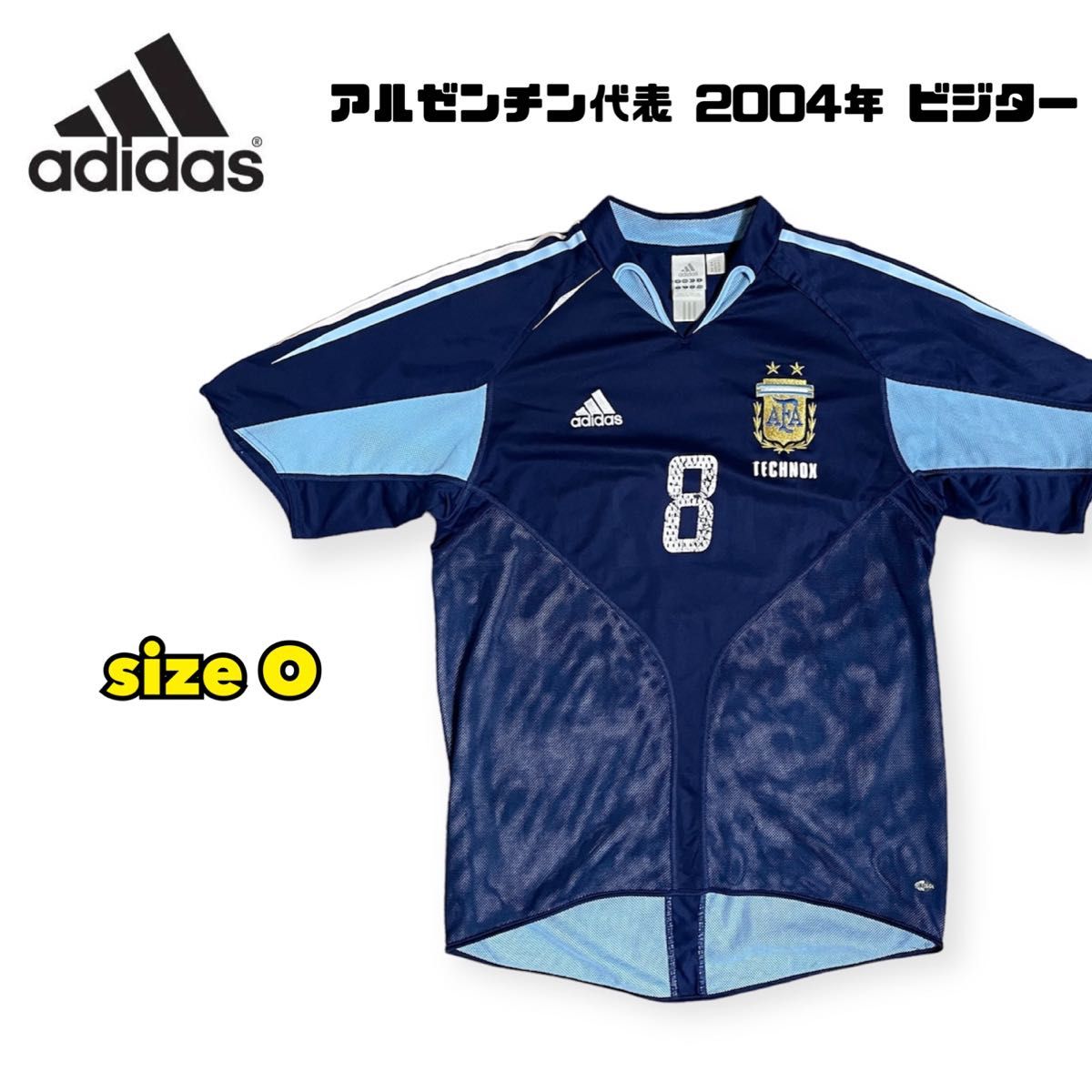 古着【adidas】サッカーシャツ アルゼンチン代表 ユニフォーム サイズO 2004年 ビジター ネイビー  アディダス