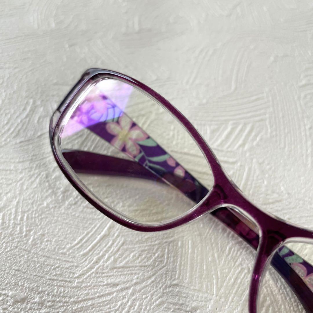 +2.5【匿名配送】リーディンググラス　老眼鏡 　シニアグラス　ブルーライトカット　パープル　紫　メガネ　花柄