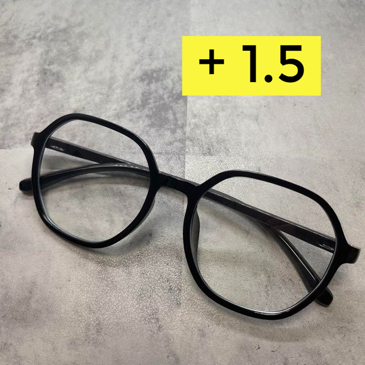 【新品】+1.5　老眼鏡　シニアグラス　リーディンググラス　黒ぶち　ブルーライトカット　大きめ　おしゃれ　軽量　ウェリントン